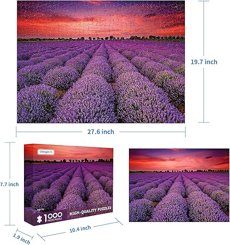 Miniatura 3 de Rompecabezas de 1000 piezas para adultos, campo de lavanda provenzal, rompecabezas de 1000 piezas, rompecabezas de flores de lavanda, rompecabezas