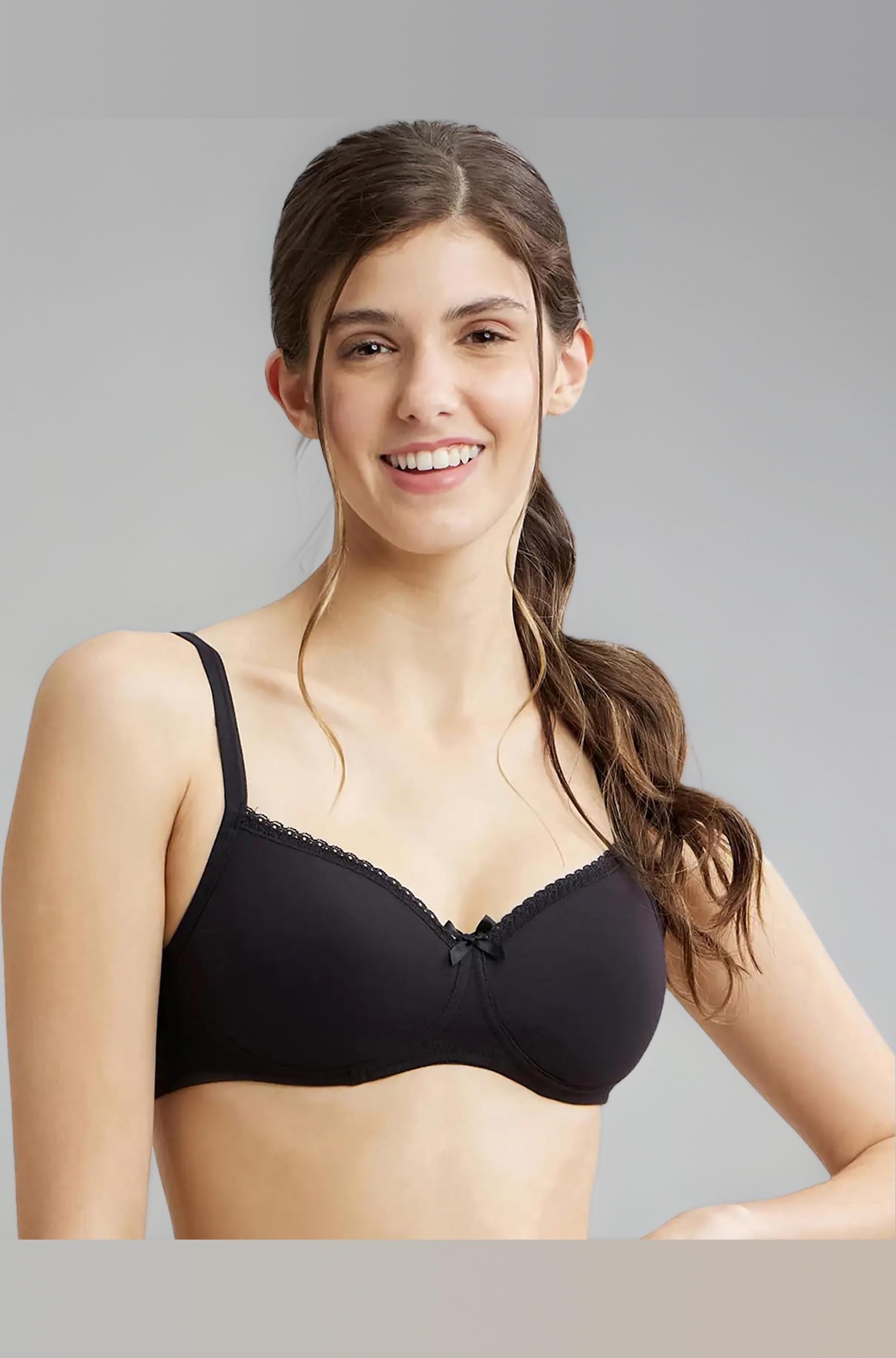 Jockey FE23 Women's Wirefree Padded Super Combed Cotton Elastane Stretch Medium Coverage Multiway Styling T-Shirt Bra with Detachable Straps