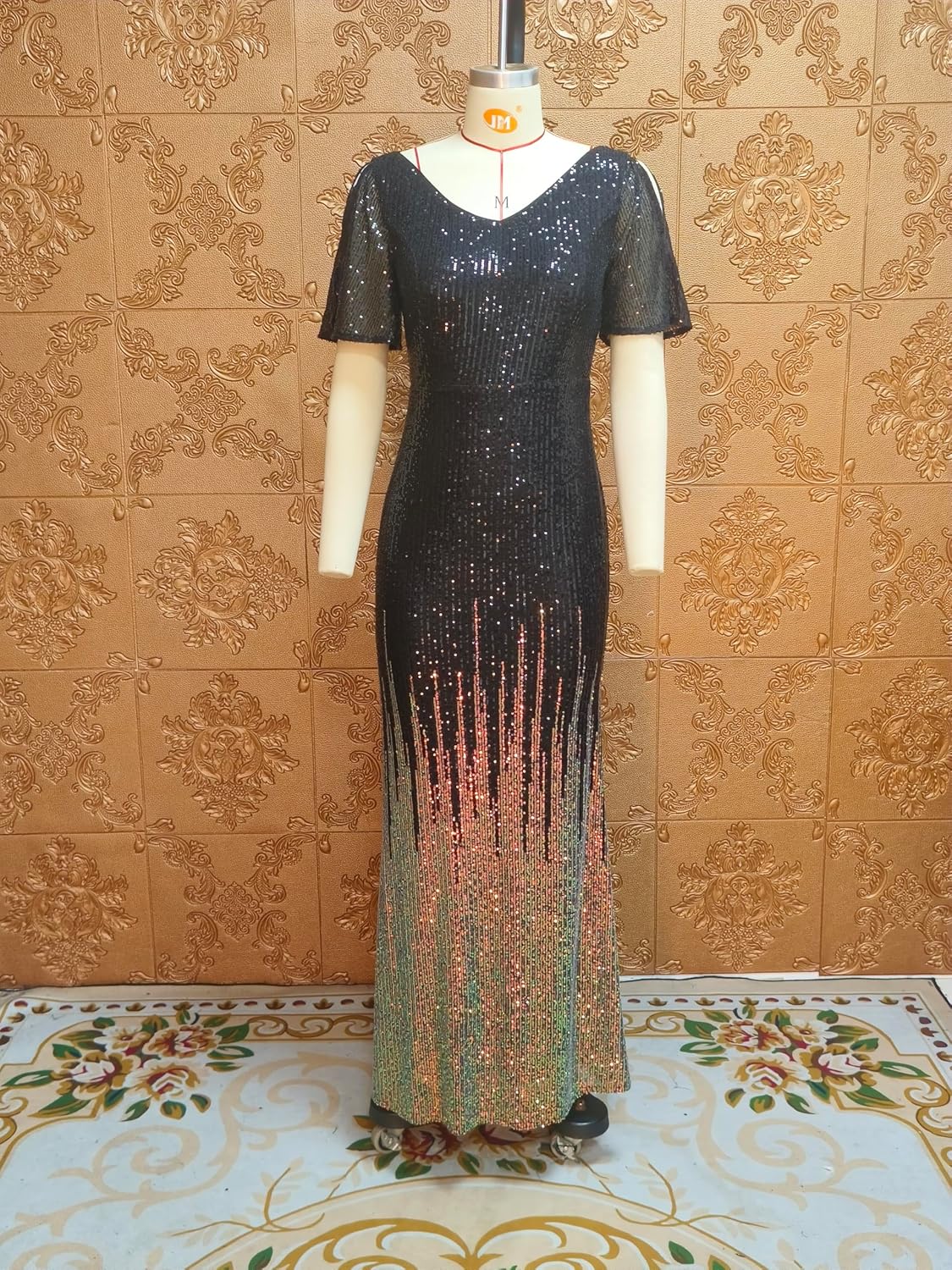 Cololura Women Sexy Elegant Sequin Short Sleeve Party Bodycon Maxi Dress Cocktail Evening Gown Formal Dresses - Image 7