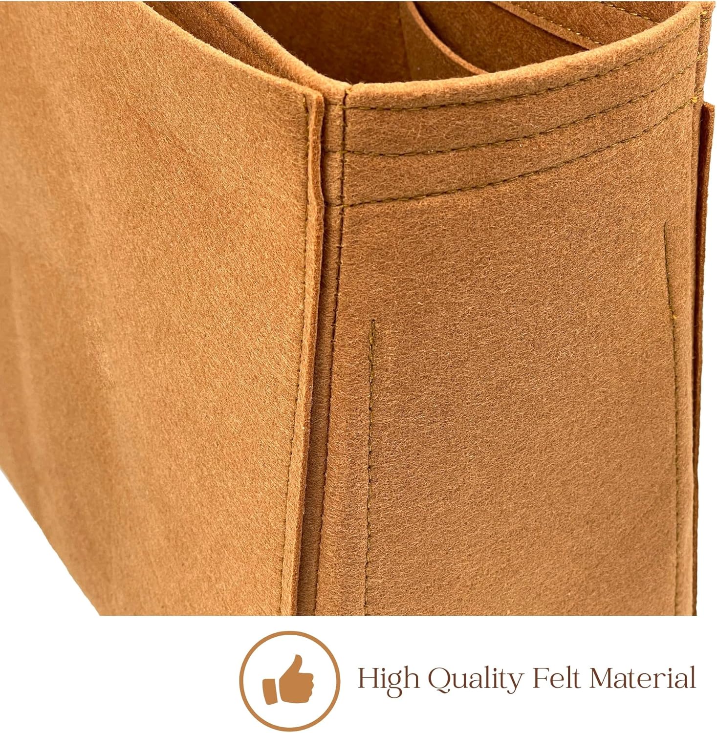 Organizer for Low Key Hobo PM | MM, Felt Insert with Key Chain, Reinforced Base, Trapezoid Shape (PM, GoldBrown)