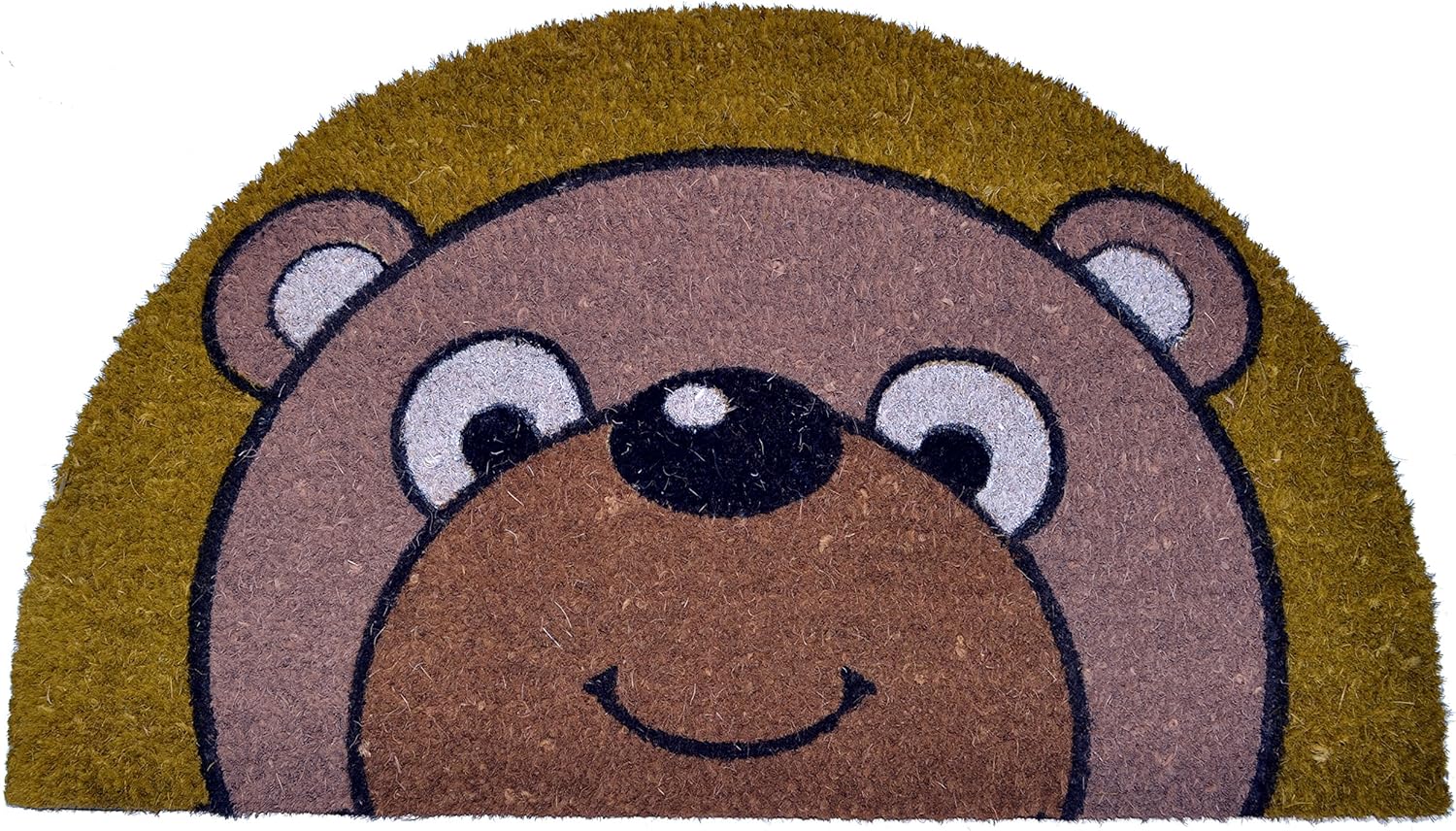 Half Round Bear Vinyl Backed Coir Doormat, 30 by 18 by 1/2-Inch