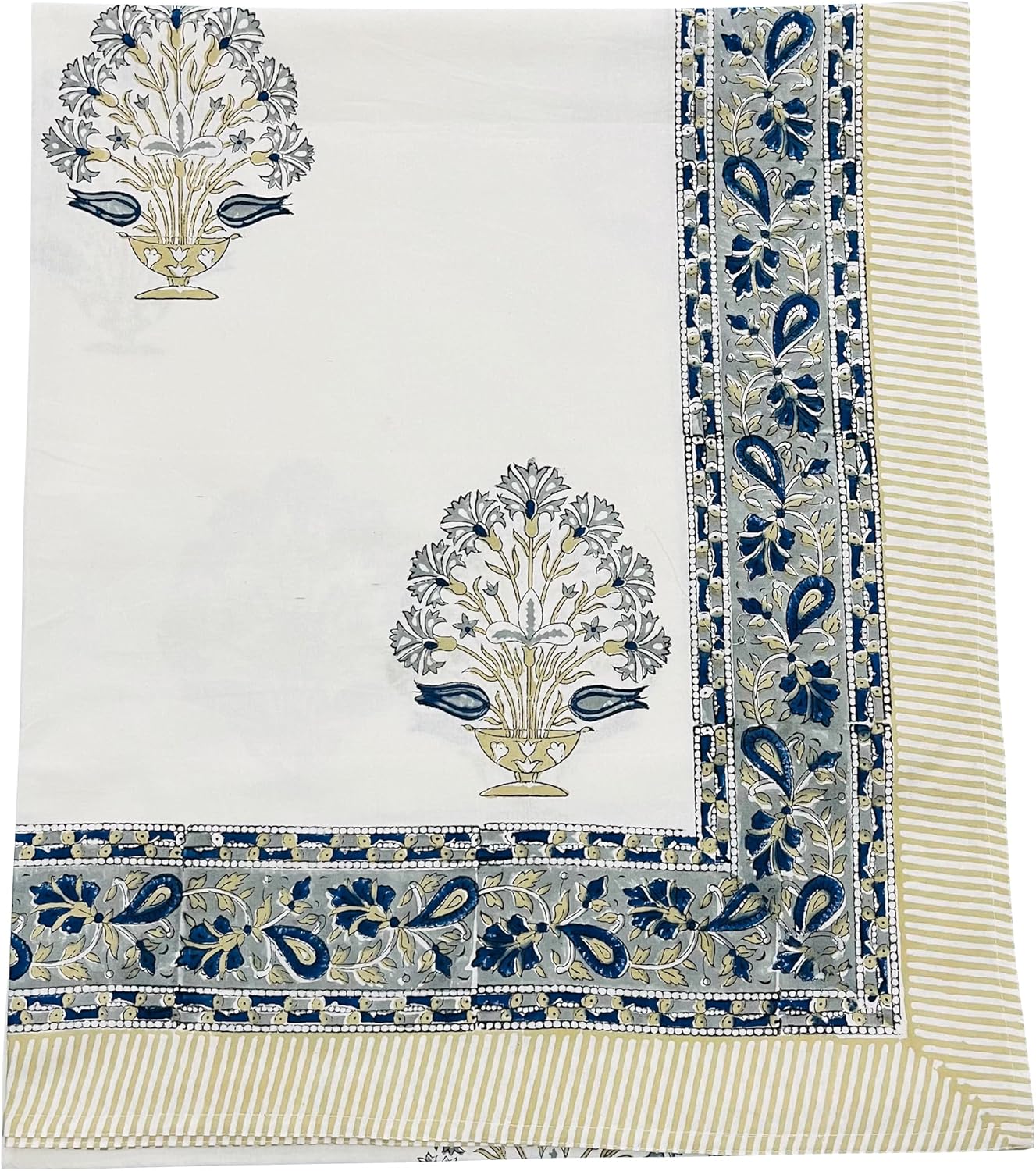 Generic kanthaNtapestryart New Indian Handmade Flat Sheet Sheet brdding Pure Cotton Sheet Bohemian Bedding Decorative Flat Sheet with 2 Pillow Bed Cover (Twin Size 60x90 Inch), Bedsheet11