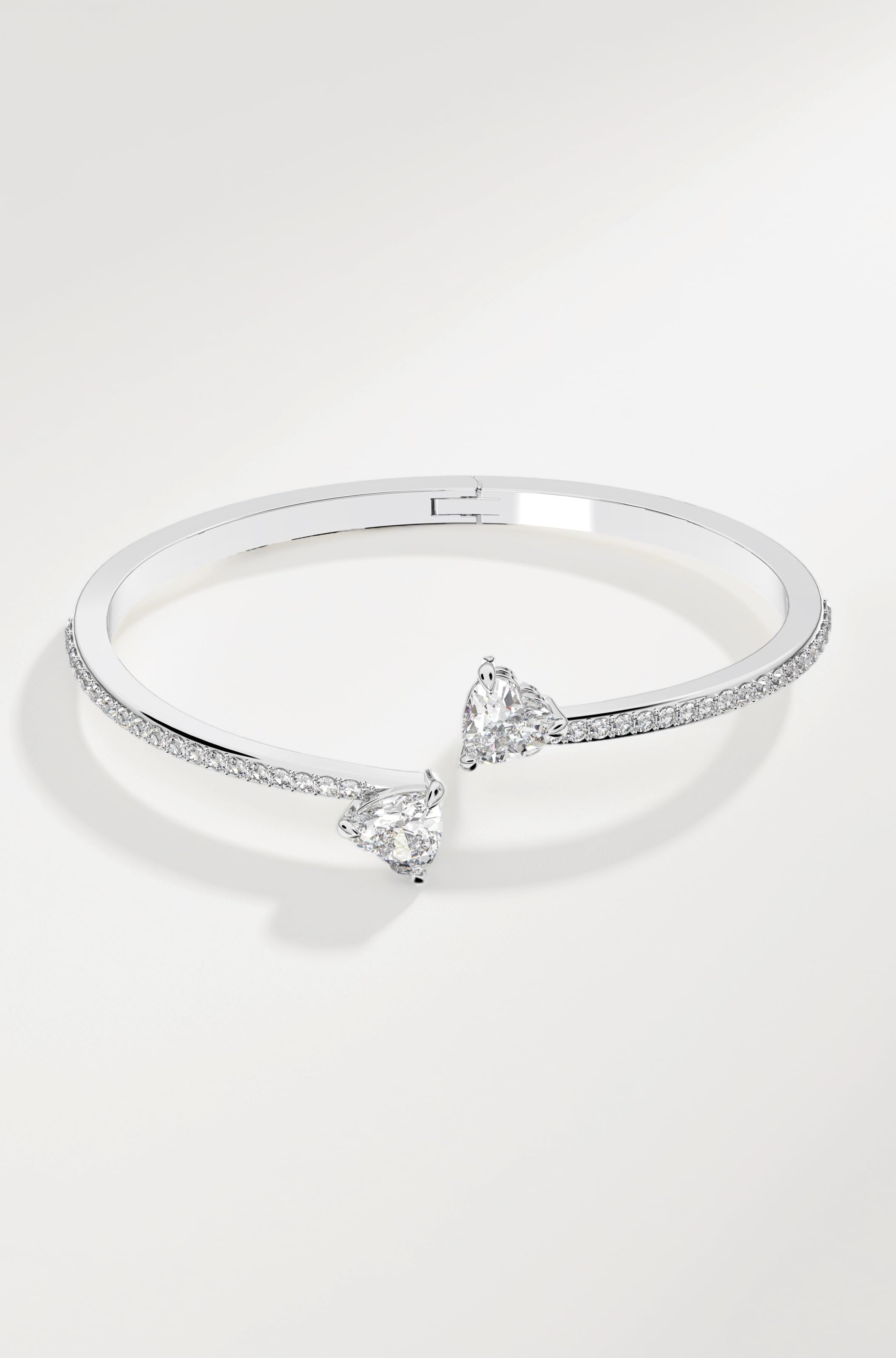 - Soul Heart Bangle Bracelet Collection, Rhodium Finish, Clear Crystals