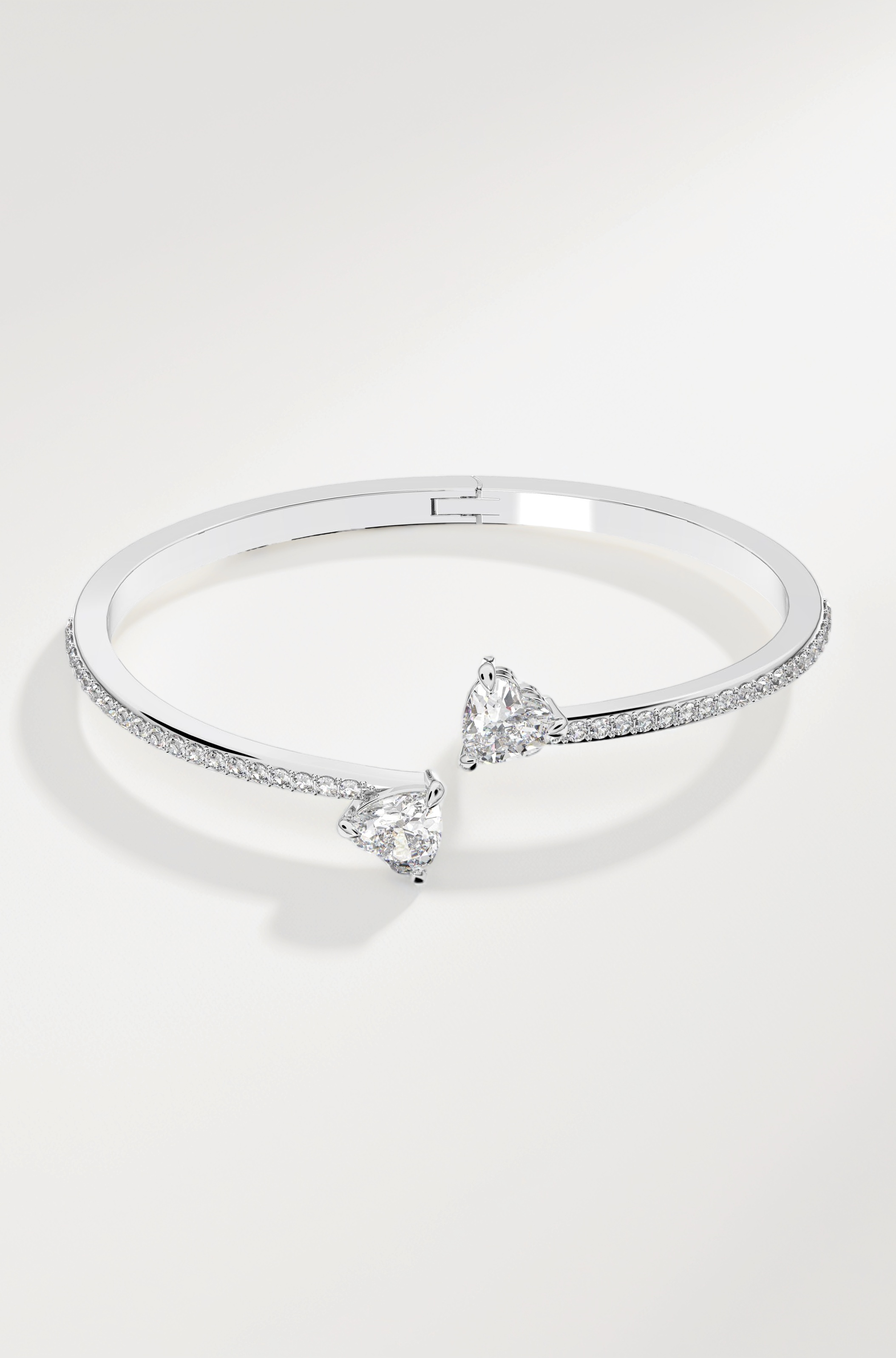 Soul Heart Bangle Bracelet Collection, Rhodium Finish, Clear Crystals
