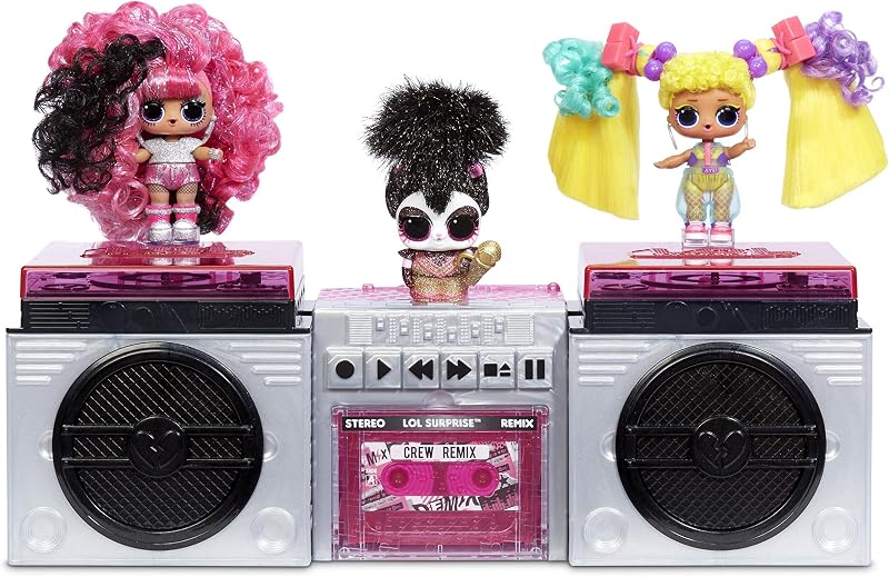 LOL Surprise Remix Pets 9 Surprises, Real Hair Incluye cinta de casete de música con letras de canciones sorpresa, accesorios, muñecas