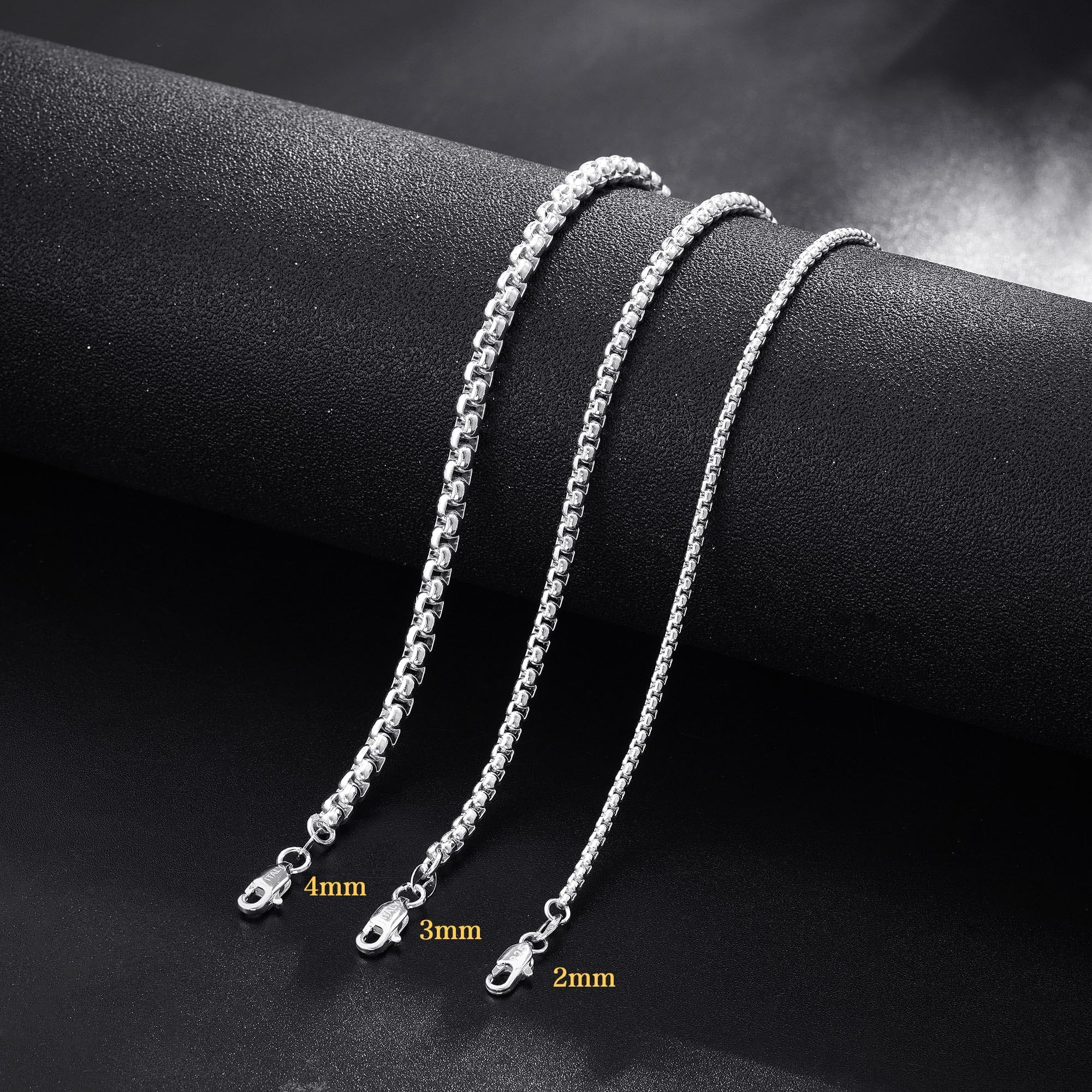 Kette Silber Über 925 Herren, 4mm Silberkette Herren 41/46/51/56CM