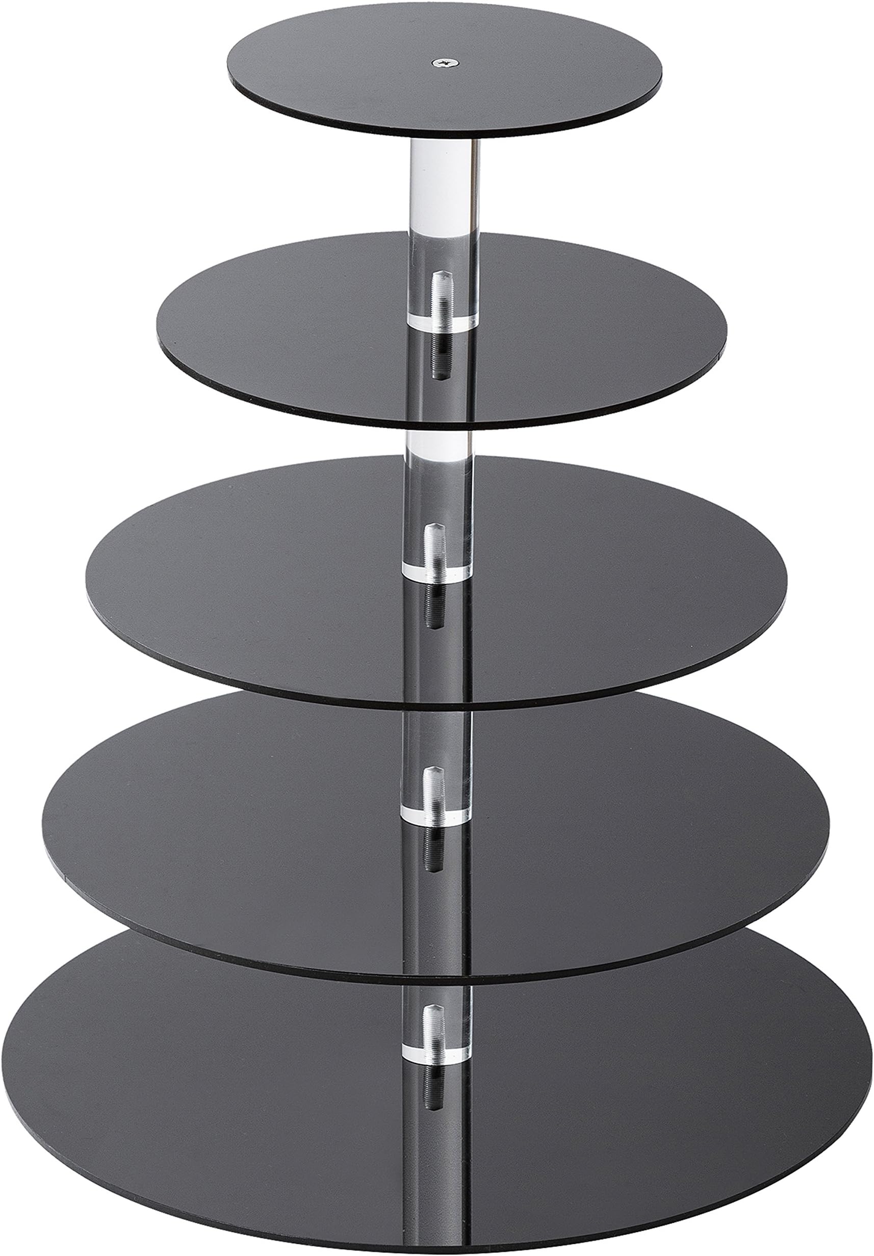 Cupcake Stand - 5 Tiers Round Cupcake Tower - Tiered Serving Dessert Cake Holder - Unique Black Exquisite Plate - Perfect for Wedding, Birthday, Party, Baby Shower and Christmas