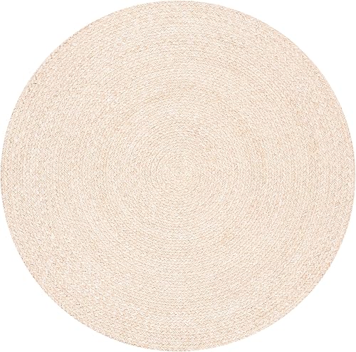 Miniatura 10 de SAFAVIEH Alfombra trenzada Collection de 5 pies, redonda, azul, hecha a mano reversible, ideal para zonas de alto tráfico en sala de estar,