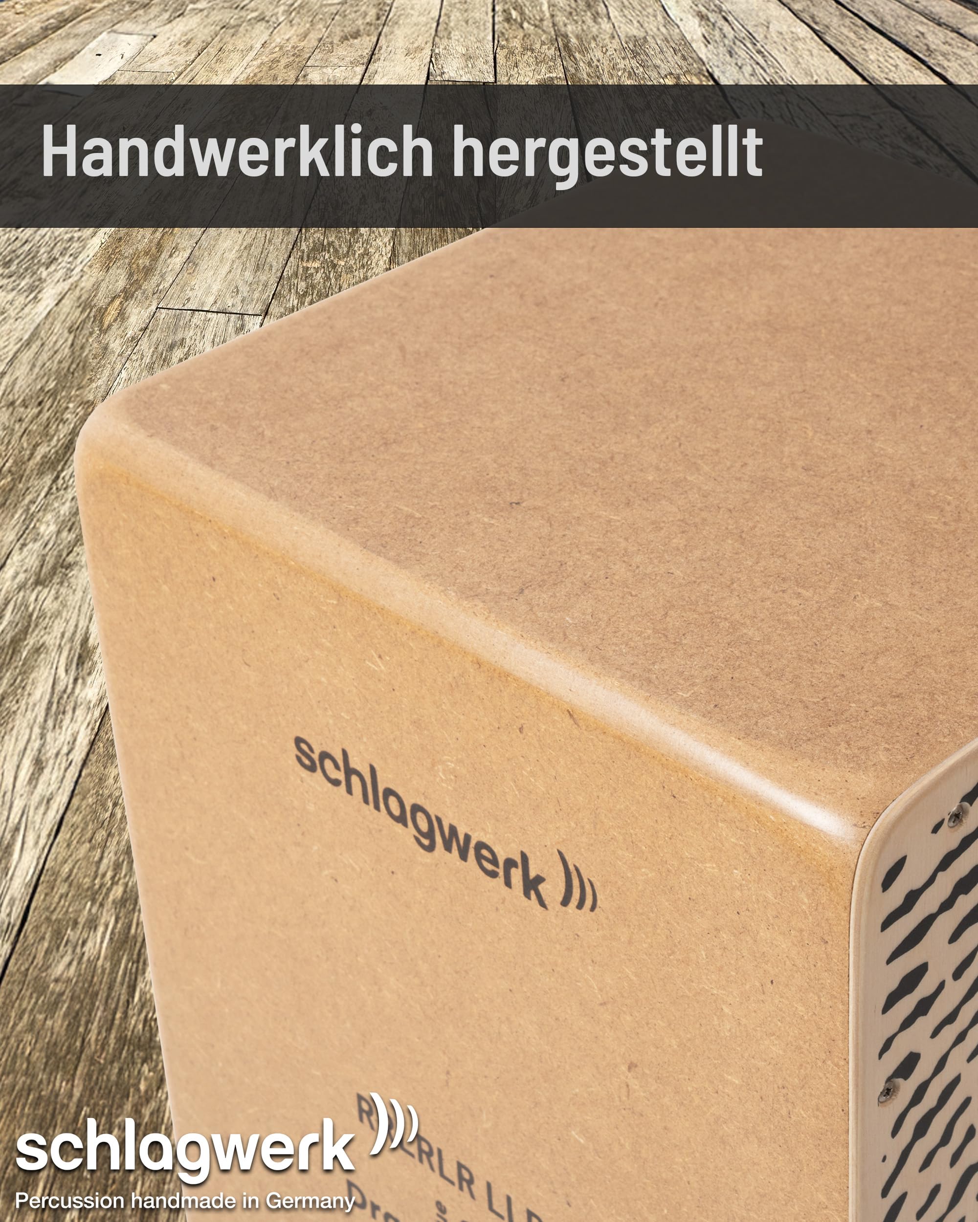 Schlagwerk CP83 Rudiments Series Snare Cajon l Natural Birch Playing Surface with Fingerprint Design l SPL Resonance Box l Fixed Wire Snares l Manufactured in Germany l Medium Size