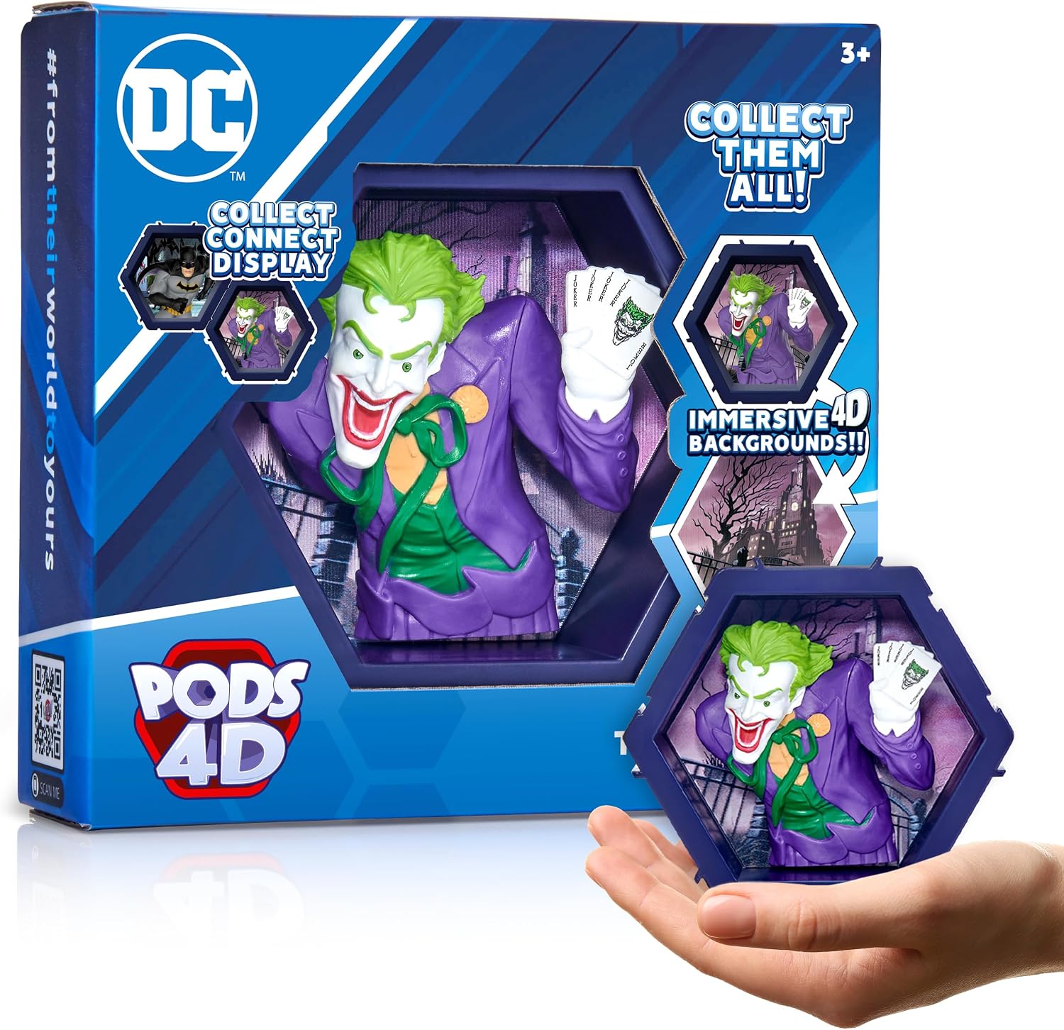 PODS 4D DC Joker | Unique Connectable Collectable Bobble-Head Figure That Bursts from Their World into Yours | Wall or Shelf Display | DC Toys and Gifts | Series 1 no. 418
