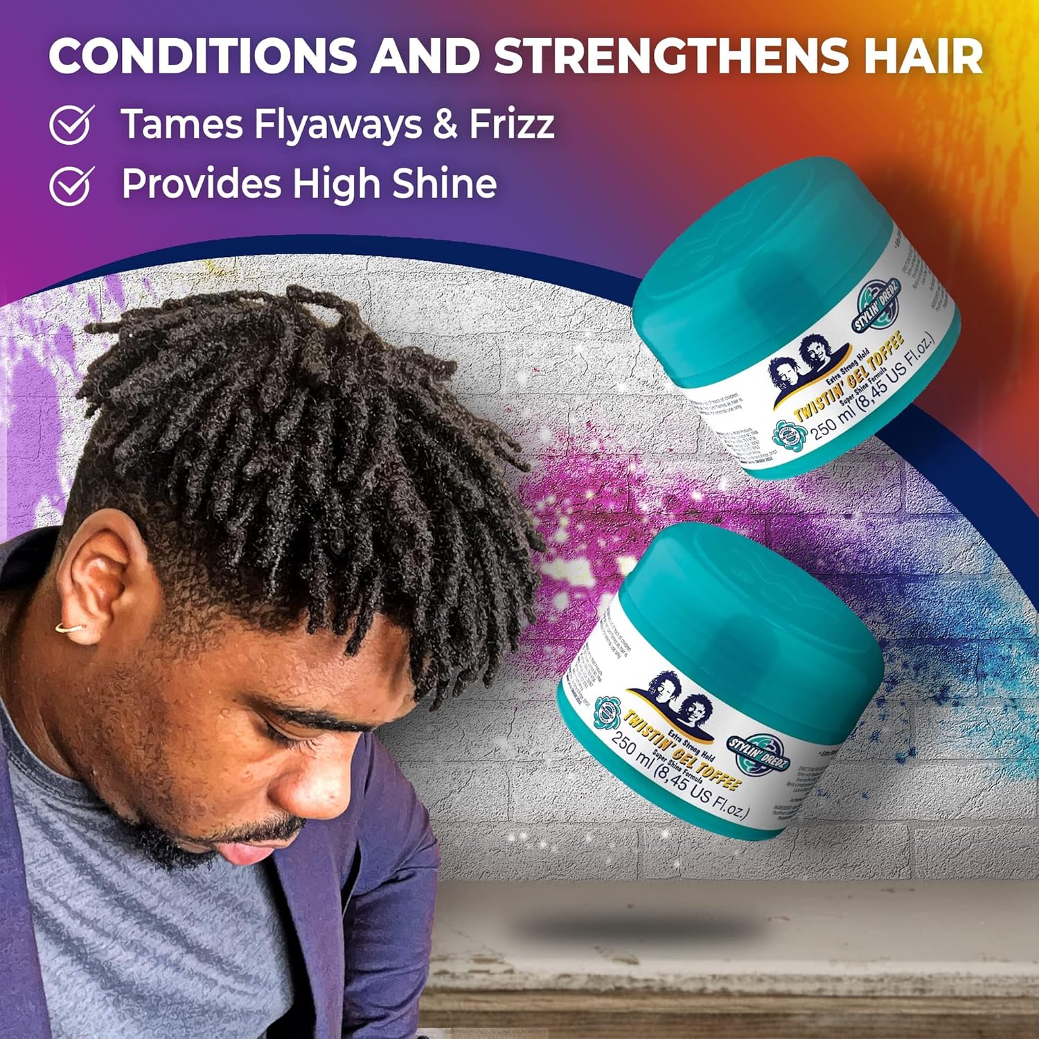 Stylin Dredz Extra Strong Hold Twisiting Gel Toffee Super Shine Formula Pk Of 4