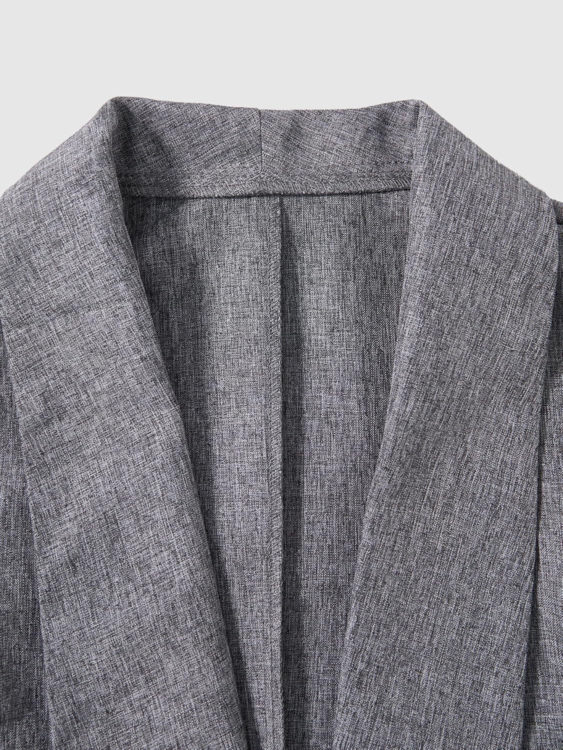 Women's Ruched Sleeve Button Blazer Elegant Shawl Collar Suit Jackets Business Casual Outfits - Image 3