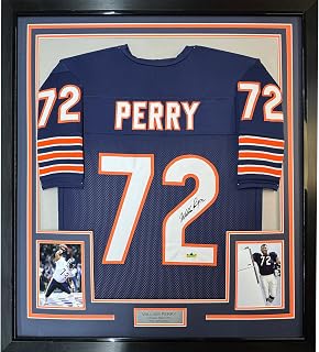 Framed Facsimile Autographed William Perry 35x39 The Refrigerator Chicago Blue Reprint Laser Auto Football Jersey