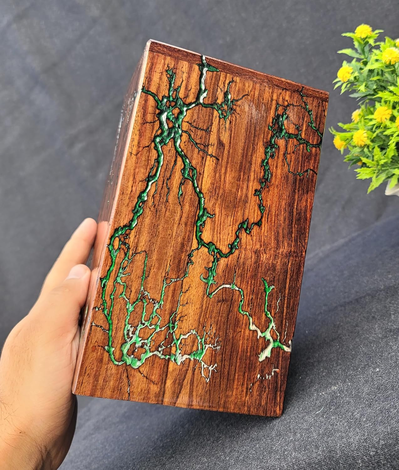 Handmade Wooden urn for Ashes | Personalized urns for Ashes | Lichtenberg Figure Cremation Box | Wooden Urn | Wooden urn for Dog/Pet Ashes | Custom urn Box (Keepsake - (5x3) 20 Cubic/Inch)