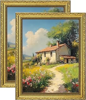 eletecpro 8.5x11 Vintage Picture Frame, Glass Cover, Gold, 2-Pack