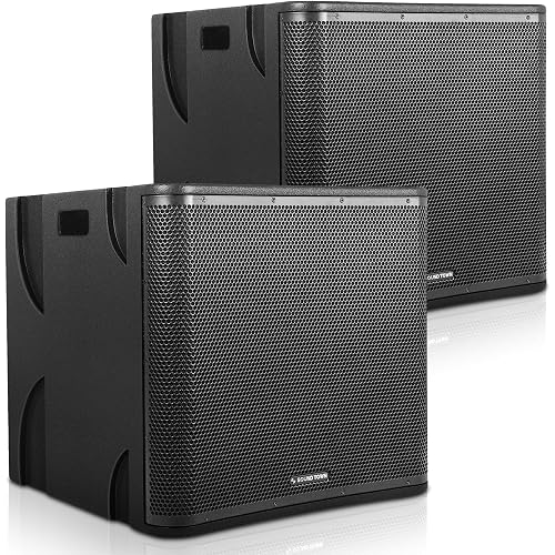 Sound Town 2-Pack 18" 1600 Watts Powered PA DJ Subwoofers with DSP, LPF, and Birch Plywood Enclosure, Black (CARME-18SPW-PAIR)