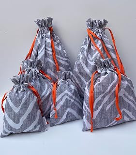 Fabric gift bags multipack reusable drawstring ribbon wrapping presents ...