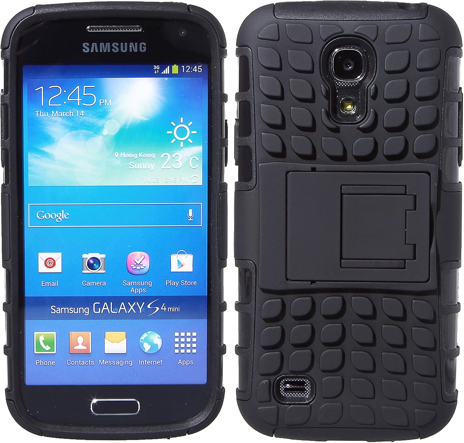 S4 Mini Case, Wisdompro 2 Piece in 1 Dual Layers Heavy Duty Hard Soft Hybrid Rugged Protective Case with Foldable Kickstand for Samsung Galaxy S4 Mini (NOT S4 Fit)