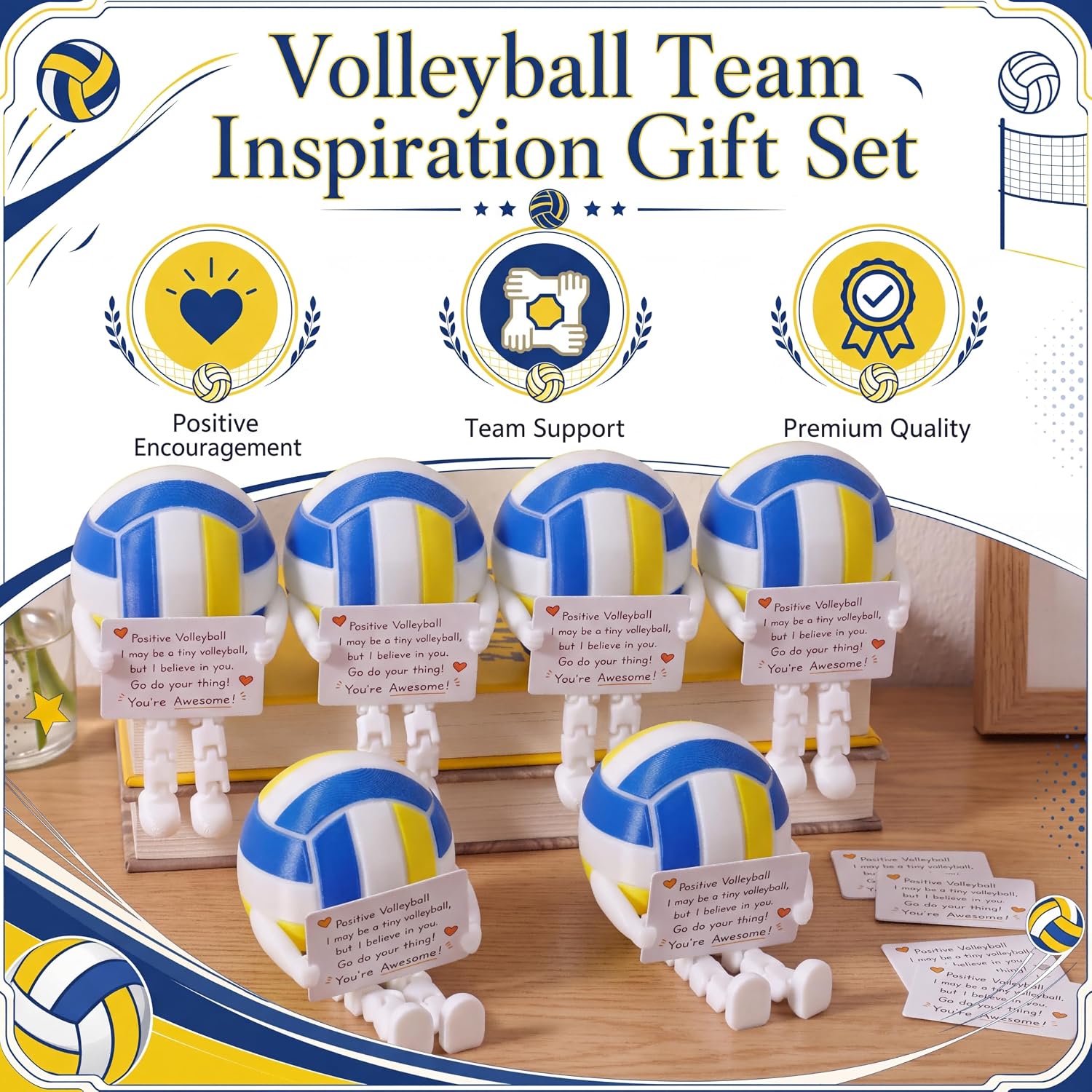 Novabright 6 Set Positive Volleyball Gifts for Teen Girls with Message Card image 2