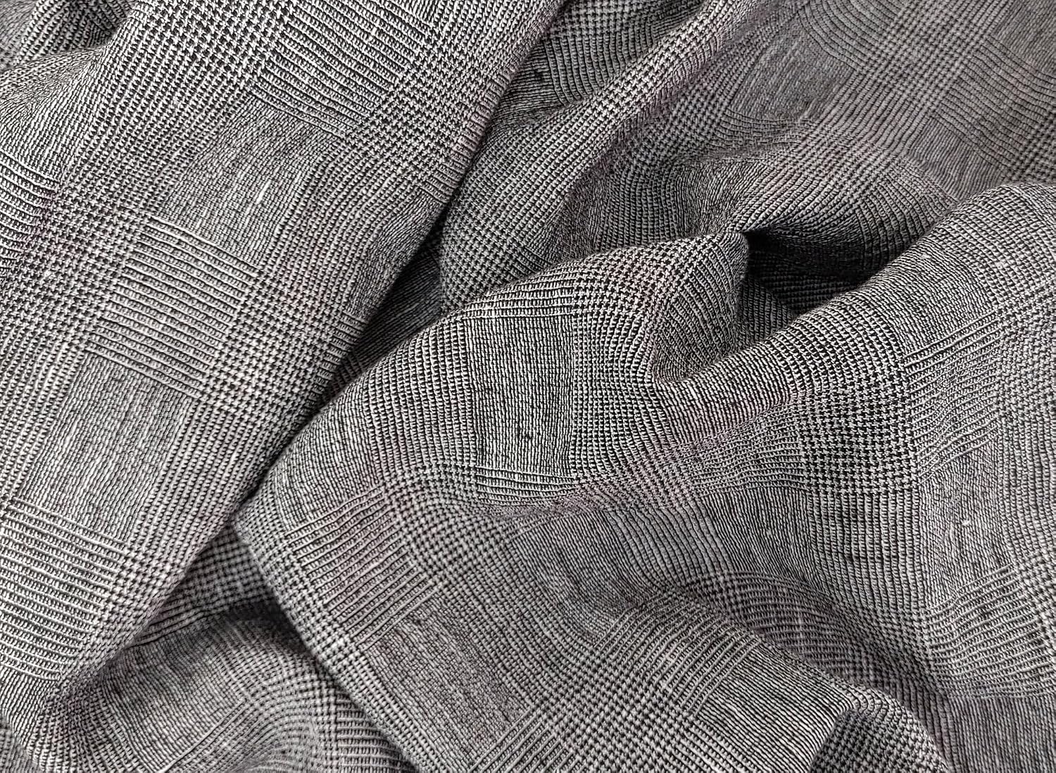Sophisticated Threads: Linen Polyester Glen Plaid Fabric with Twisted Yarn 7121 7122 7611 Beige