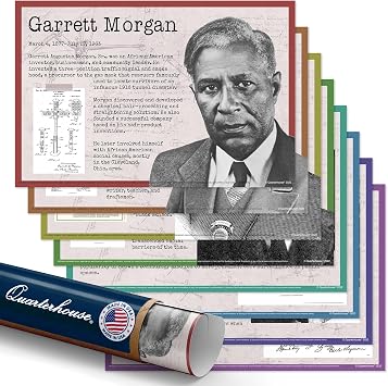 Quarterhouse 8 Poster Black History Inventors Set, Social Studies Classroom Learning Materials for K-12 Students and Teachers, 12 x 18 Inches, Made in USA