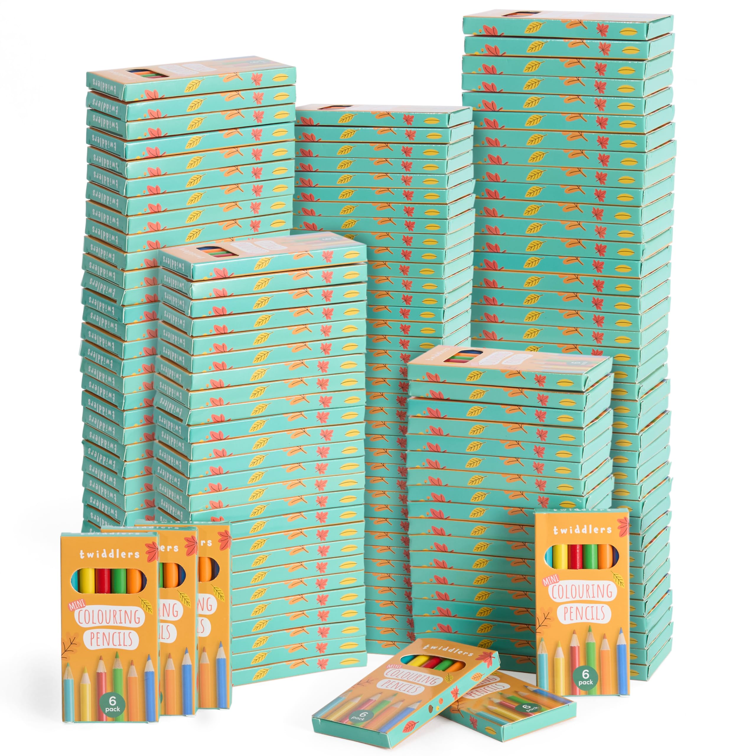 THE TWIDDLERS 120 Boxes of Mini Colouring Pencils - 6 Per Box, 720 Total - Easy Grip Round Barrel, 9cm Length, Multipack Bulk Sets for Parties, Schools, Restaurants, Pubs and Large Events — image 1