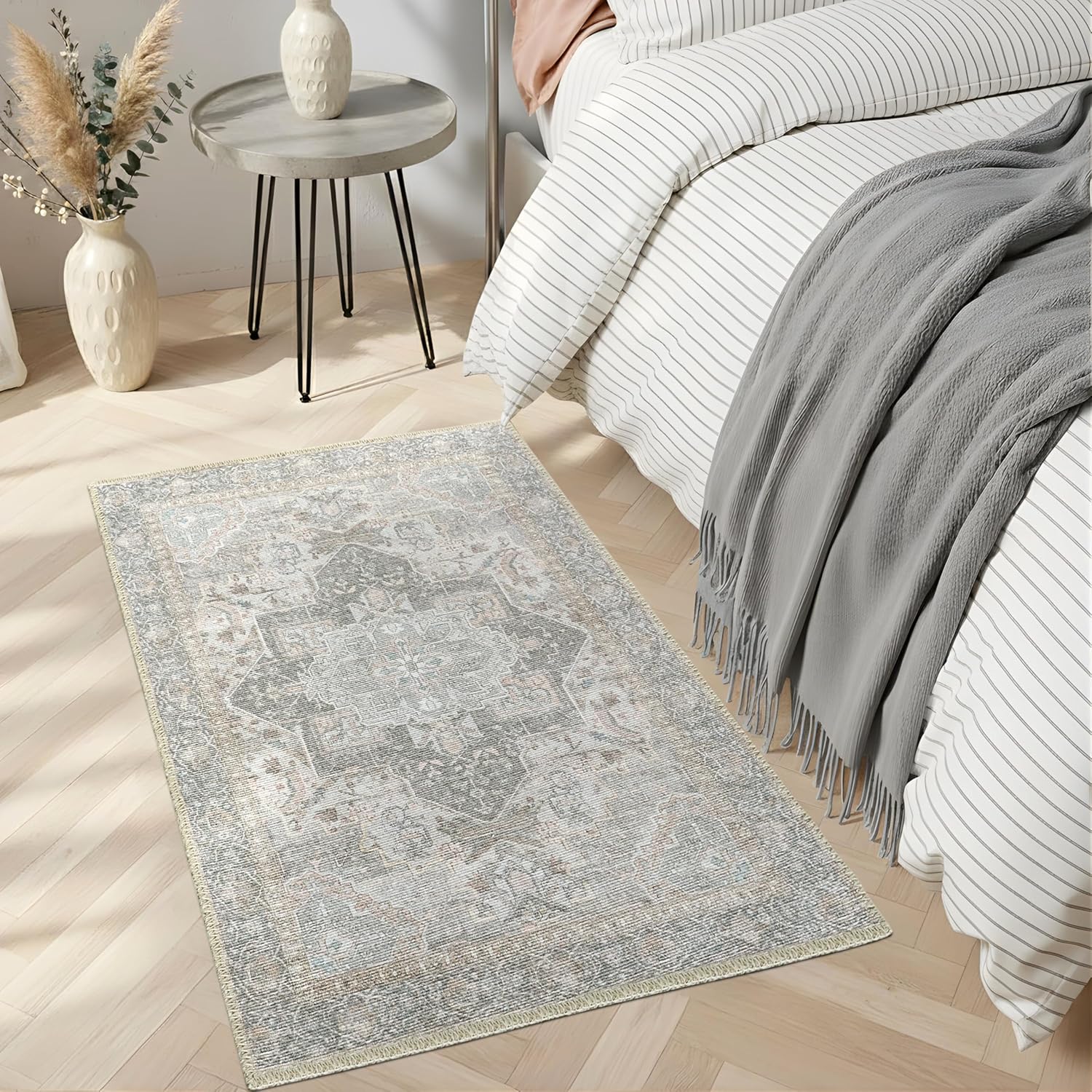 Sacred Artisans Washable 2x3 Rug Non Slip for Entryway Kitchen Bathroom and Door Mat Indoor Entrance | Vintage Boho Ultra Durable and Low Pile (Sierra, 2' x 3')