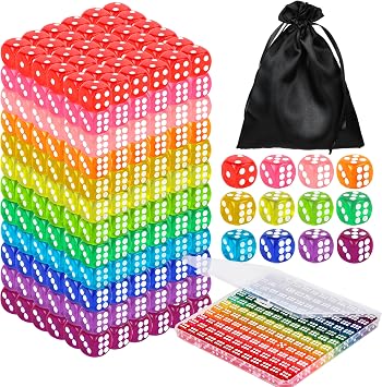 120 Pcs Colored Dice Bulk Set 14 MM Polyhedral Dice 6 Sided Standard Dices with Storage Bag for Table Board Games Classroom Math Teaching