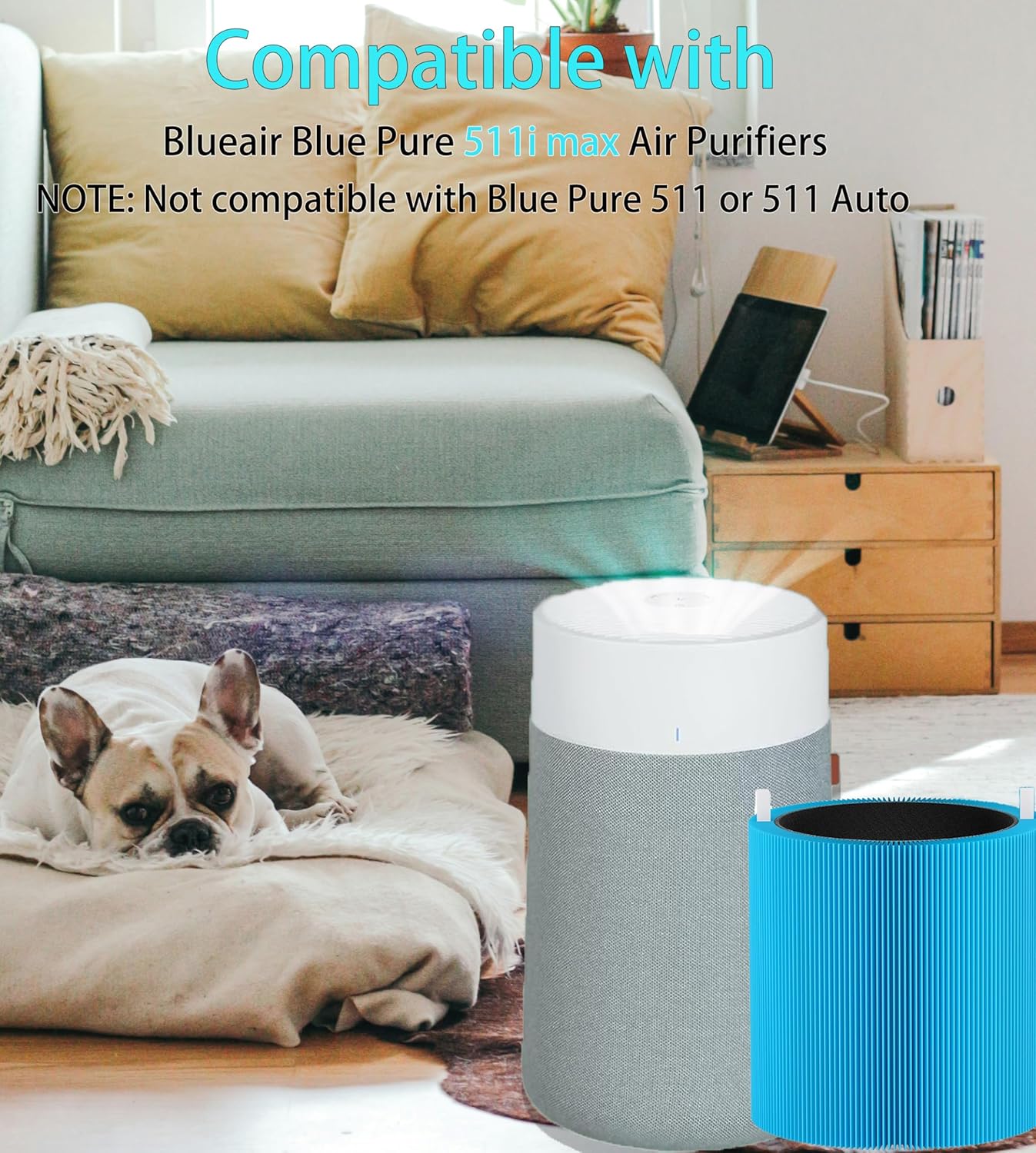 511i Max AllergenBlock Replacement Filter Compatible with Blue Pure 511i Max Air Purifier, Premium Filter & Activated Carbon Filter-Blue Pure F5MAX AllergenBlock Filter,2 pack