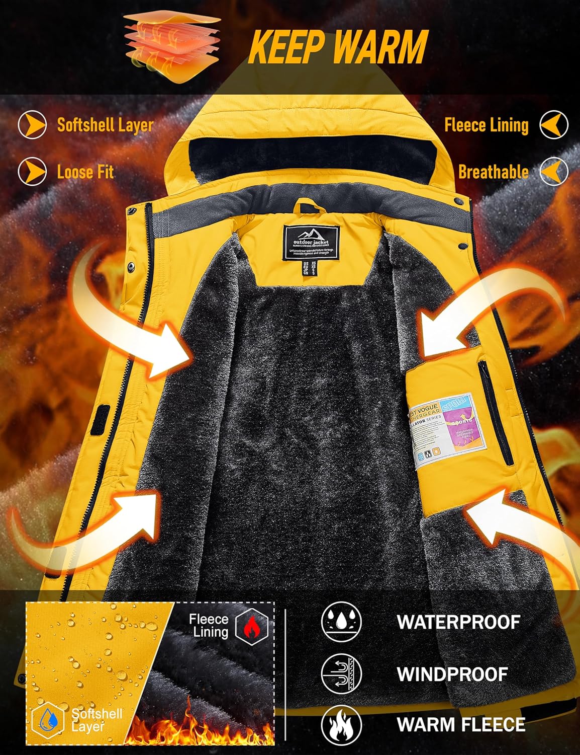 MAGCOMSEN Womens Ski Jacket Waterproof Insulated Snow Jacket Warm Windproof Winter Coats with Hood Fleece Lined Jacket - Image 2