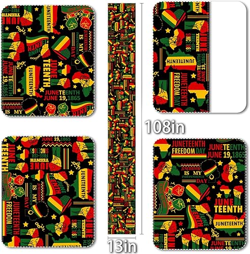 Miniatura 6 de Juneteenth Camino de mesa Orgullo Negro Festival Afroamericano Día de la Independencia Libertad Liberación Celebración Patriótica Fiesta Fiesta