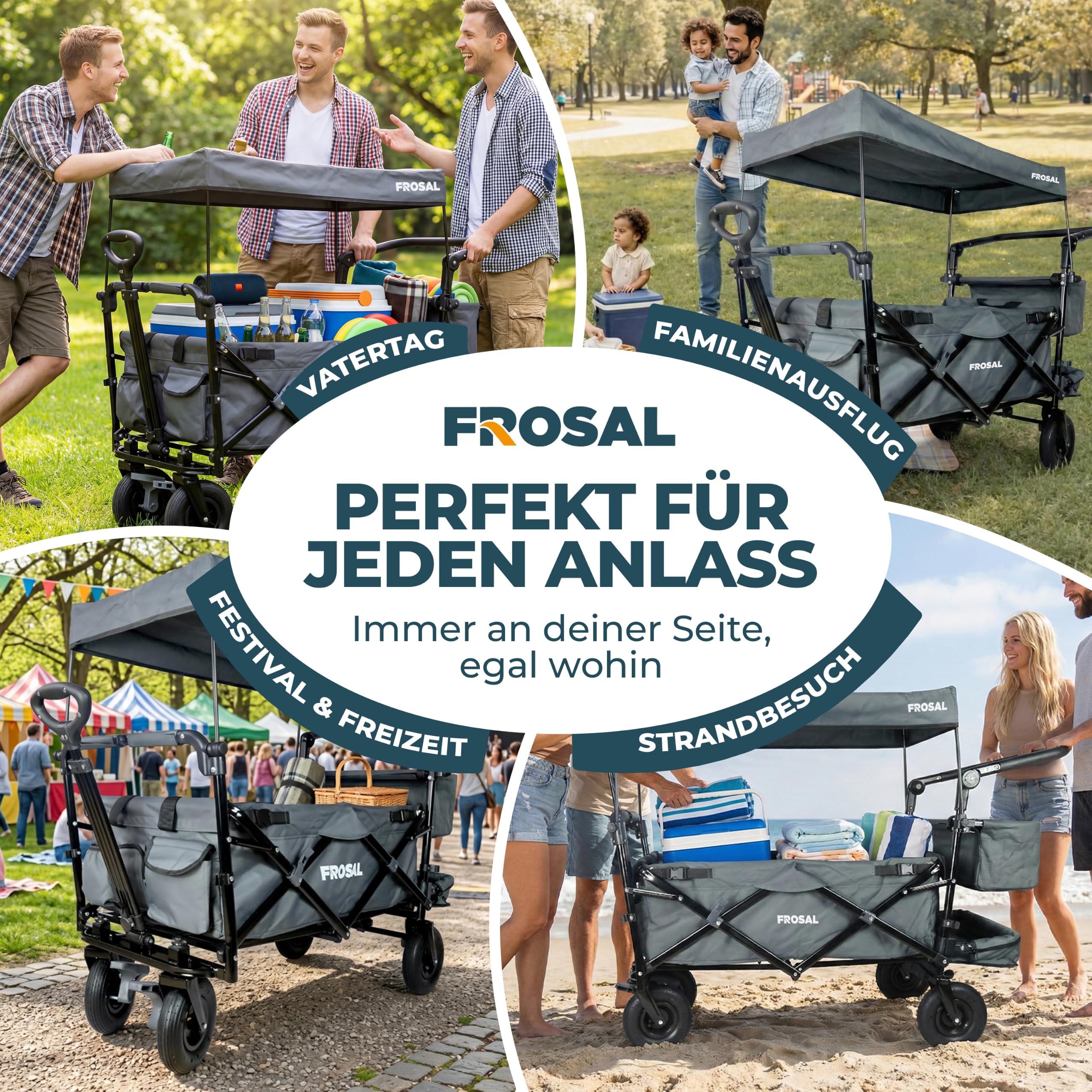 FROSAL Lot de 4 pneus pneumatiques de rechange pour chariot pliable Leo Loki Convient pour Fuxtec Kesser etc.