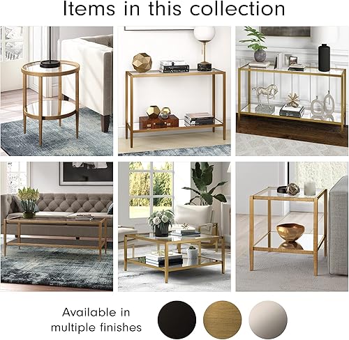 Miniatura 10 de Henn&Hart Mesa auxiliar cuadrada de 20 pulgadas de ancho con estante de espejo en latón, mesa para sala de estar, dormitorio