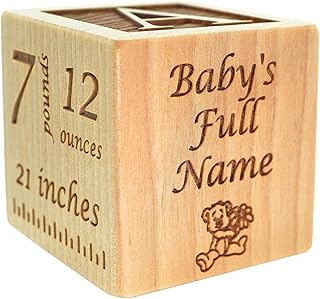 Baby Block Gift for Newborn Boy or Girl - Personalized Birth Announcement Wood Wooden Block New Baby Gifts Custom Item by Glitzby
