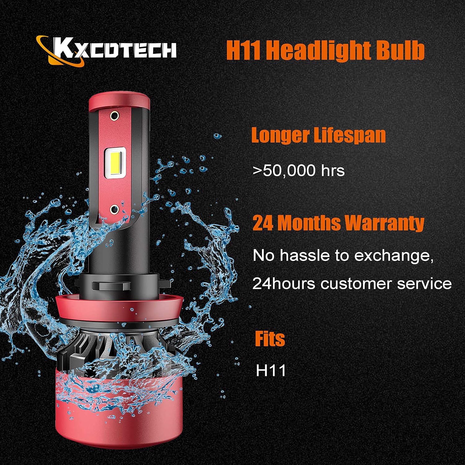 H11 LED Headlight Bulbs with Built-In Decoder, 9600 Lumens Super Bright 6000K Cool White, H9 H8 Hi/Lo Beam Fog Light Bulb Halogen Replacement Conversion Kit