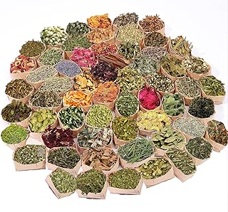 60 Pcs Labeled Dried Herbs and Flowers Kit for Wit