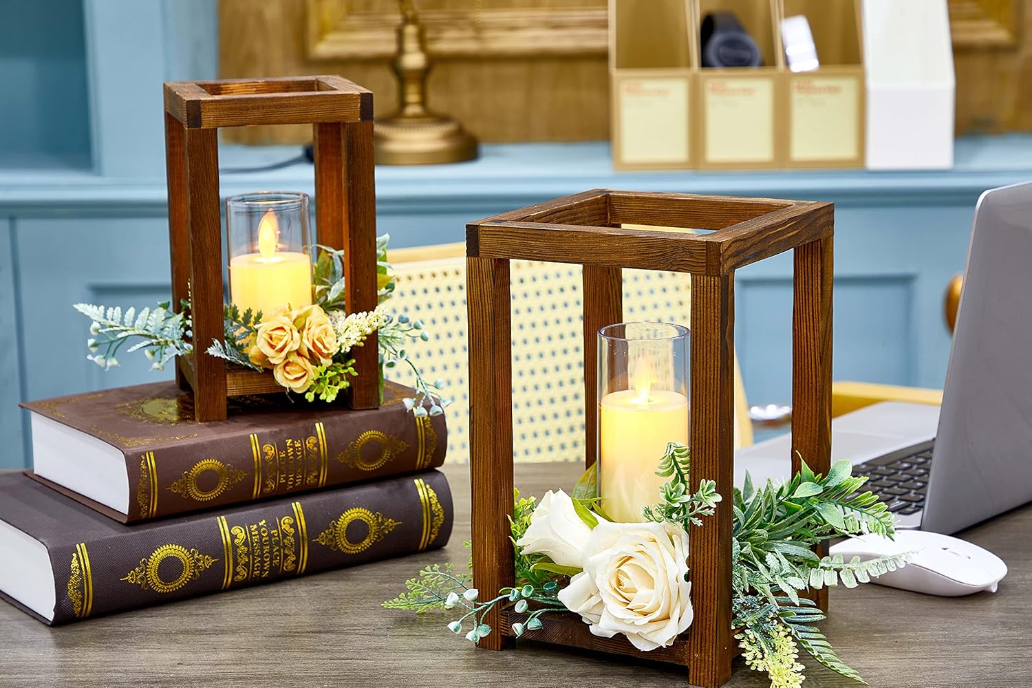 Noriginalic Wooden Lantern Decorative Wedding Centerpieces for Tables Home Decor Wooden Candle Holder Rustic Wedding Decorations : Home & Kitchen