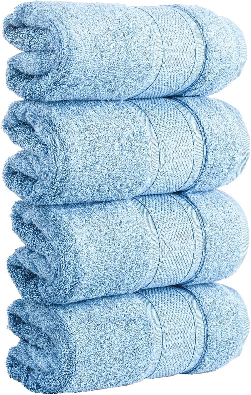 HALLEY 100% Turkish Cotton Hand Towels (Pack of 4) - Hotel & Spa Quality - Super Soft, Quick Drying & Absorbent Decorative Towels for Face, Gym, Spa, Yoga, Dishcloth, Kitchen & Bath - Blue