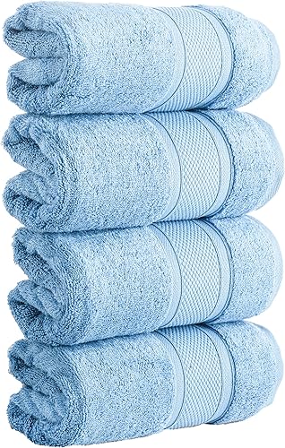 Miniatura 4 de HALLEY Toallas de mano 100% algodón turco (paquete de 4)  Calidad de hotel y spa  Toallas decorativas supersuaves, de secado rápido y absorbentes,