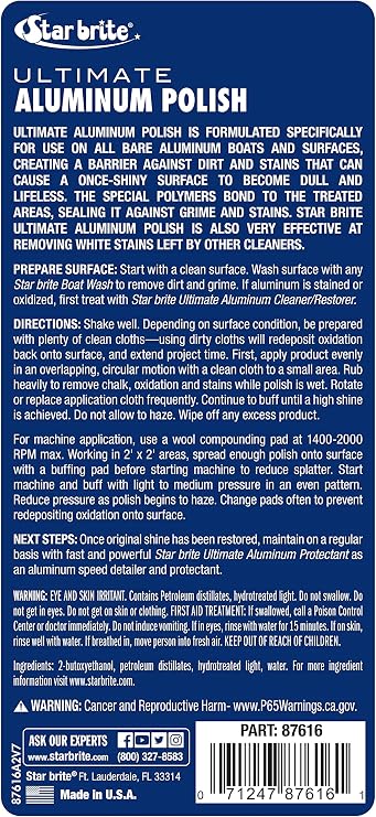 STAR BRITE Ultimate Aluminum Polish Adds a Deep Protective Shine, Removes Light Oxidation, and Helps Preserve Restored Finishes Marine Grade for Pontoons, Jon Boats & Canoes