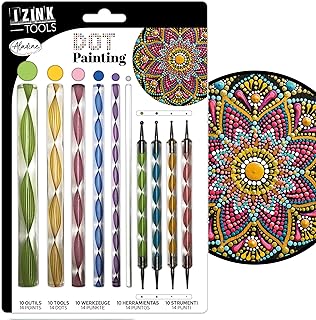 Aladine 80811 - Kit de herramientas de pintura de punto (10 herramientas y 14 puntas, para mandalas, pintura sobre guija...