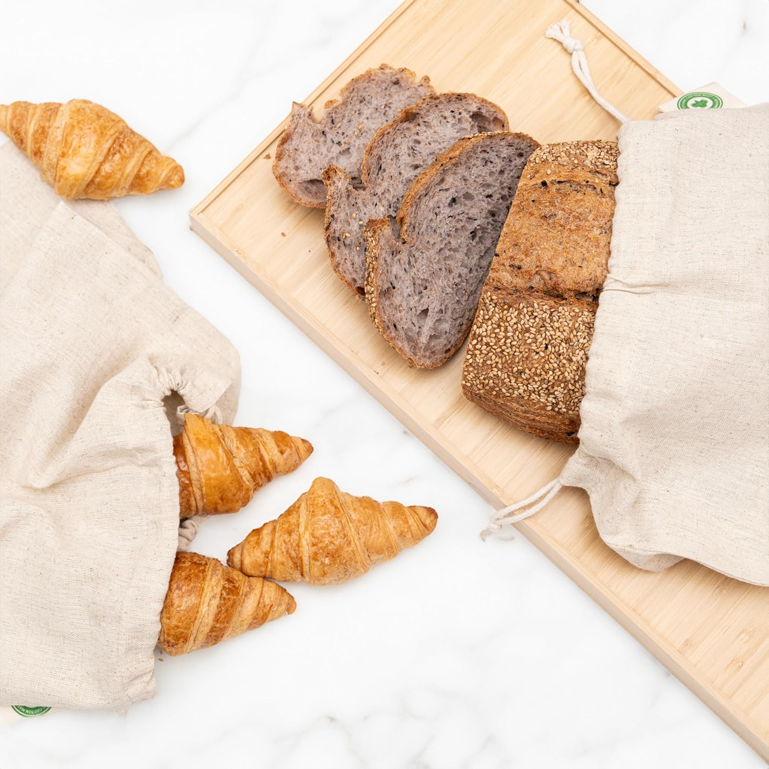 Reusable Linen Sourdough Bread Bags - 2 Pack Reusable, Undyed, Toxic-free, Washable and Perfect for Storing and Transporting Your Homemade Bread - Artisan Linen Bread Loaf Bags (2 Bags - 12”x15”) image 3