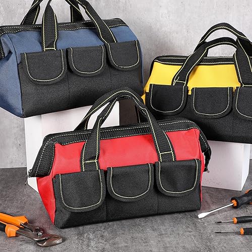 Miniatura 6 de Sanwuta Paquete de 3 bolsas de herramientas para hombres con parte inferior dura impermeable, bolsa de herramientas de alta resistencia de boca