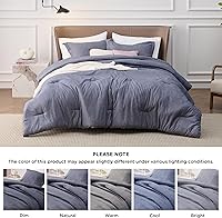 Vista 23 de Bedsure - Juego de edredón tamaño matrimonial de 3 piezas, teñido catiónico azul marino, ropa de cama para todo el año, 1 edredón de 82 x 86