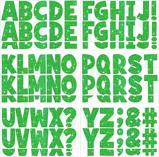 128 Pcs Letter Stickers Glitter Large Bulletin Board Letters Alphabet Stickers Vinyl Self-Adhesive Sticker Letters for Poster Board Display Crafts Mailbox Window Door Classroom Decor(Green, 2.5 Inch)