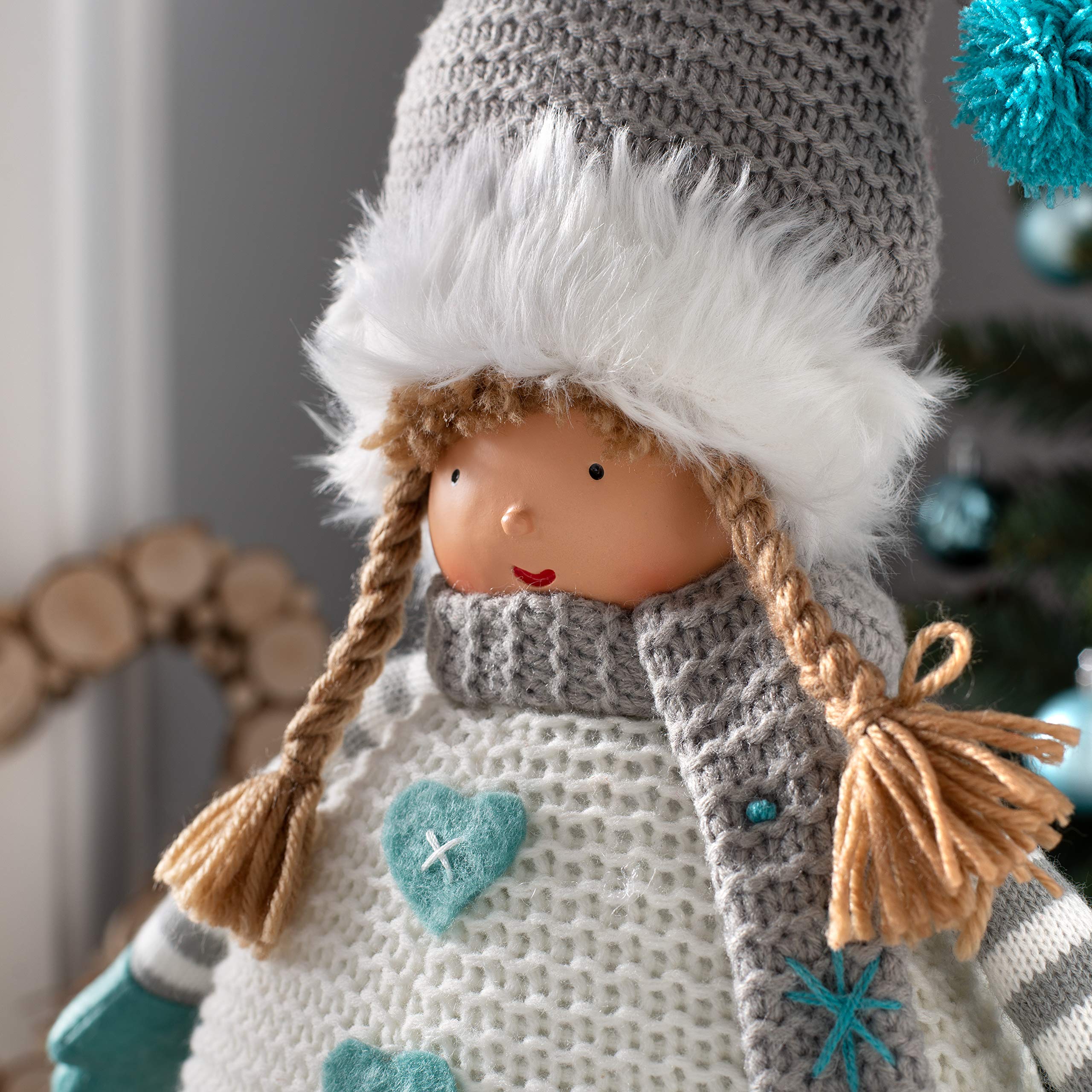 WeRChristmas Statuetta Natalizia Fata Con Gambe Regolabili | Altezza 40-70 Cm, Giacca Rosa, Tutù Bianco, Corona Oro, Decorazione Casa