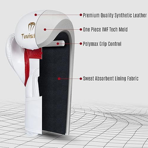 Miniatura 4 de Twisto Guantes de boxeo  Guantes de entrenamiento profesional y entrenamiento para hombres y mujeres  Muay Thai, MMA, kickboxing, bolsa pesada,