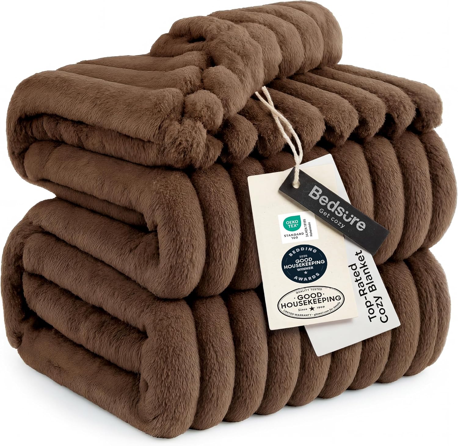Bedsure GentleSoft Brown Fleece Blanket for Couch -Cozy Soft Blankets for Women, Cute Small Throws for Girls, 90x90 Inches