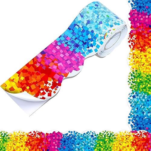 Miniatura 18 de Bordes de tablón de anuncios de 60 pies, patrón de globos de color, borde ondulado enrollado para escuela, aula y oficinas