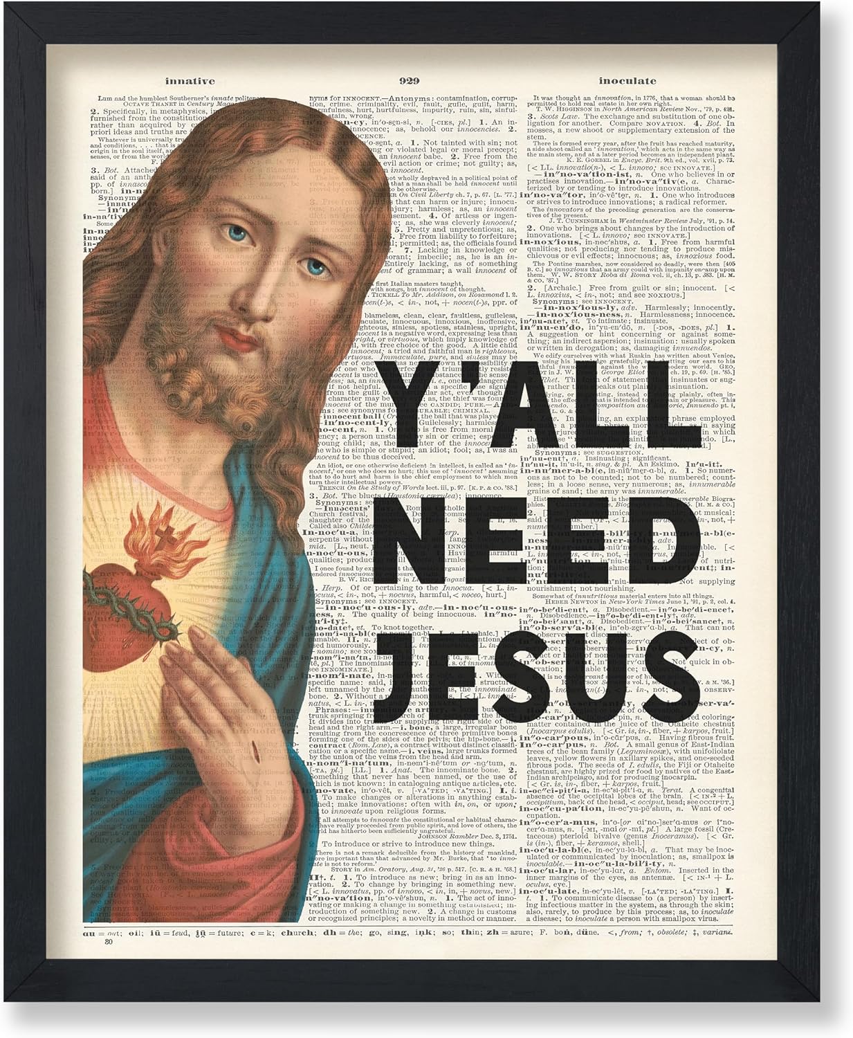 Poster Master Y'all Need Jesus Poster - Jesus Christ Print - Motivational Art - Christian Quotes Art - Gift for Men & Women - Funny Religious Decor for Living Room or Office - 8x10 UNFRAMED Wall Art